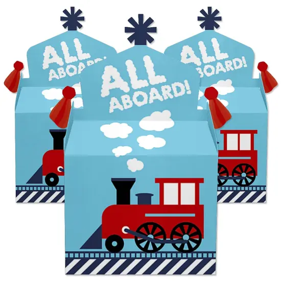 Big Dot of Happiness Railroad Party Crossing - Treat Box Party Favors - Steam Train Birthday Party or Baby Shower Goodie Gable Boxes - Set of 12 {3}