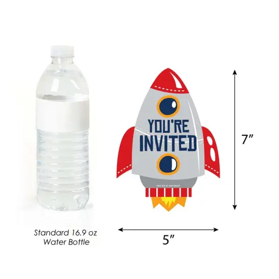 Big Dot of Happiness Blast Off to Outer Space - Shaped Fill-in Invites - Rocket Baby Shower or Birthday Party Invite Cards with Envelopes - Set of 12 {6}