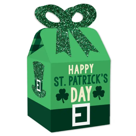 Big Dot of Happiness St. Patrick's Day - Square Favor Gift Boxes - Saint Paddy's Day Party Bow Boxes - Set of 12 {1}