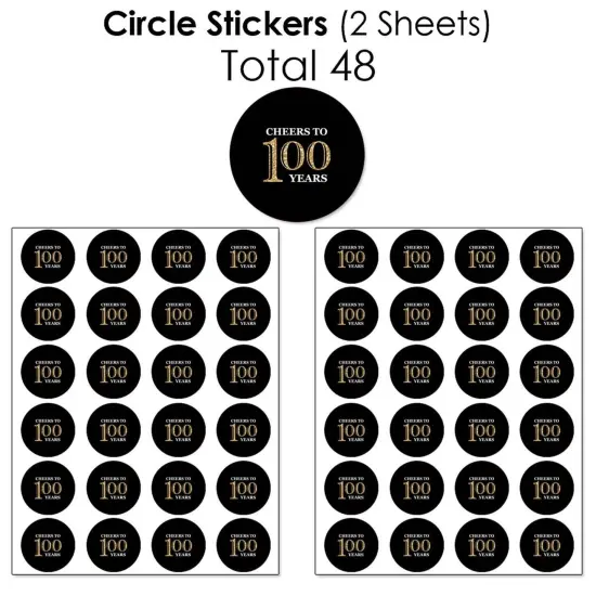 Big Dot of Happiness Adult 100th Birthday - Gold - Birthday Party Candy Favor Sticker Kit - 304 Pieces {7}