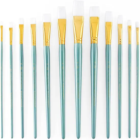 Royal & Langnickel(R) White Taklon Flat Value Pack Brush Set-12/Pkg {2}