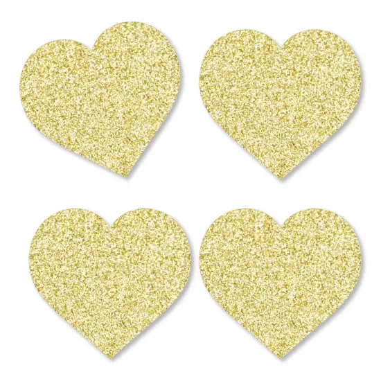Big Dot of Happiness Gold Glitter Hearts - No-Mess Real Gold Glitter Cut-Outs - Conversation Hearts Valentine's Day Party Confetti - Set of 24 {1}