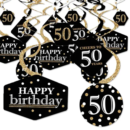 Big Dot of Happiness Adult 50th Birthday - Gold - Birthday Party Hanging Decor - Party Decoration Swirls - Set of 40 {1}