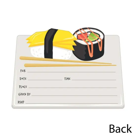 Big Dot of Happiness Let's Roll - Sushi - Shaped Fill-in Invitations - Japanese Party Invitation Cards with Envelopes - Set of 12 {4}
