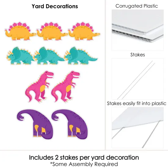 Big Dot of Happiness Roar Dinosaur Girl - T-Rex Lawn Decorations - Outdoor Dino Mite Baby Shower or Birthday Party Yard Decorations - 10 Piece {7}