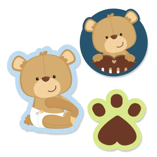 Big Dot of Happiness Baby Boy Teddy Bear - DIY Shaped Baby Shower Party Cut-Outs - 24 Count {1}