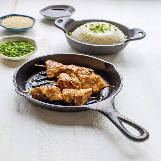 Lodge L3GP Seasoned Cast Iron Ribbed Grill Pan 6.5" for Stove Grill or Campfire {5}