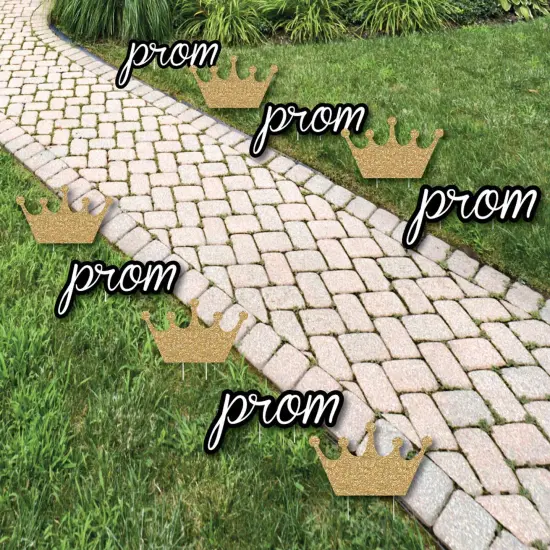 Big Dot of Happiness Prom - Crown Lawn Decorations - Outdoor Prom Night Party Yard Decorations - 10 Piece {1}