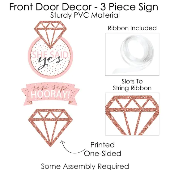Big Dot of Happiness Bride Squad - Hanging Porch Rose Gold Bridal Shower or Bachelorette Party Outdoor Decorations - Front Door Decor - 3 Piece Sign {6}