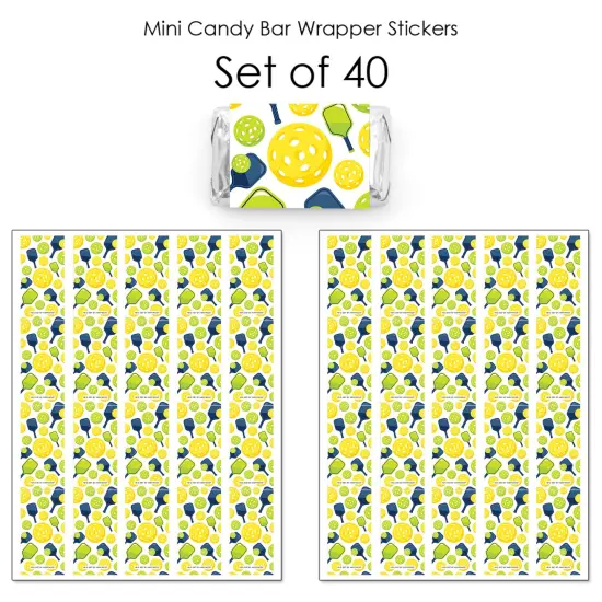 Big Dot of Happiness Let&rsquo;s Rally - Pickleball - Mini Candy Bar Wrapper Stickers - Birthday or Retirement Party Small Favors - 40 Count {4}