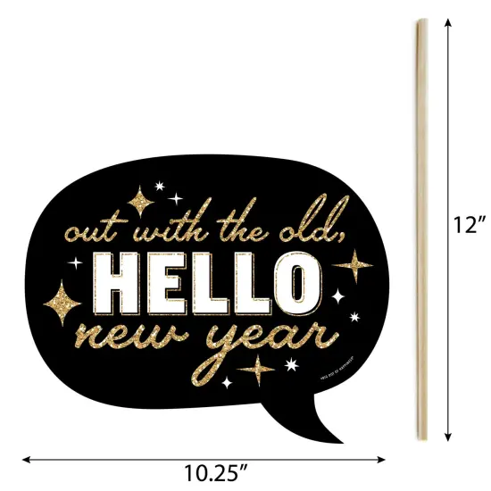 Big Dot of Happiness Funny Hello New Year - NYE Party Photo Booth Props Kit - 10 Piece {6}