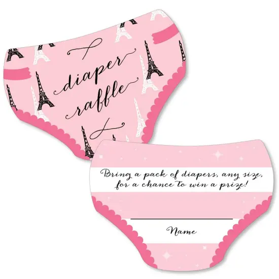 Big Dot of Happiness Paris, Ooh La La - Diaper Shaped Raffle Ticket Inserts - Paris Themed Baby Shower Activities - Diaper Raffle Game - Set of 24 {1}