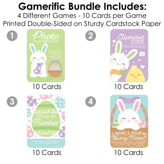 Big Dot of Happiness Spring Easter Bunny - 4 Happy Easter Party Games - 10 Cards Each - Gamerific Bundle {4}