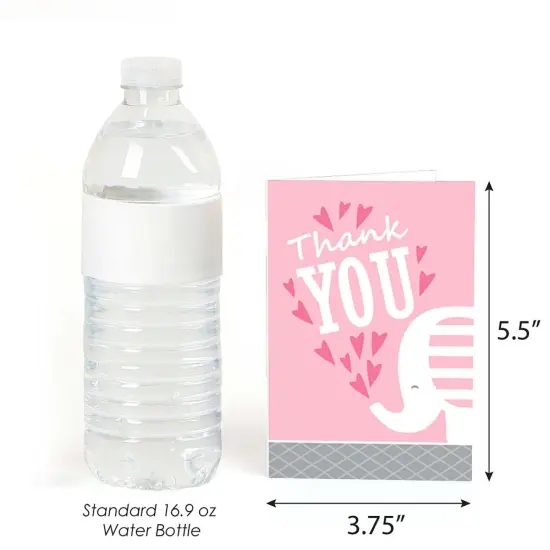 Big Dot of Happiness Pink Elephant - Girl Baby Shower or Birthday Party Thank You Cards (8 count) {4}