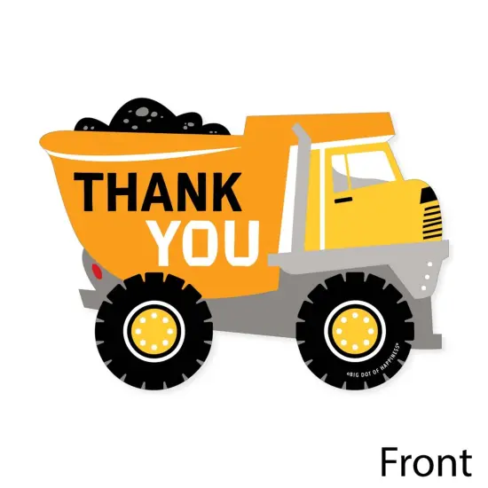Big Dot of Happiness Dig It - Construction Party Zone - Shaped Thank You Cards - Baby Shower Birthday Party Thank You Cards with Envelopes - Set of 12 {4}