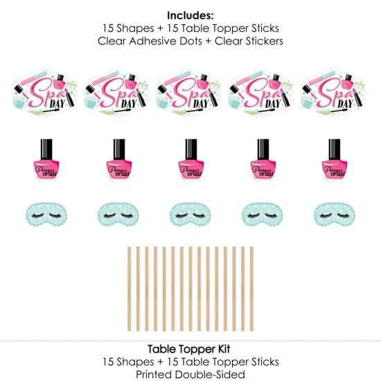 Big Dot of Happiness Spa Day - Girls Makeup Party Centerpiece Sticks - Table Toppers - Set of 15 {7}