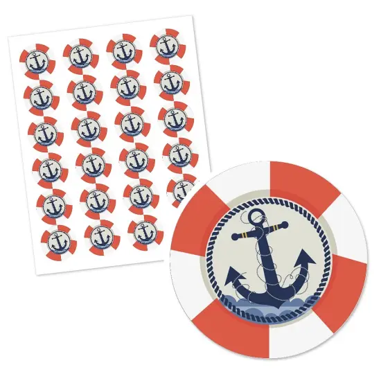 Big Dot of Happiness Ahoy - Nautical - Party Circle Sticker Labels - 24 Count {3}