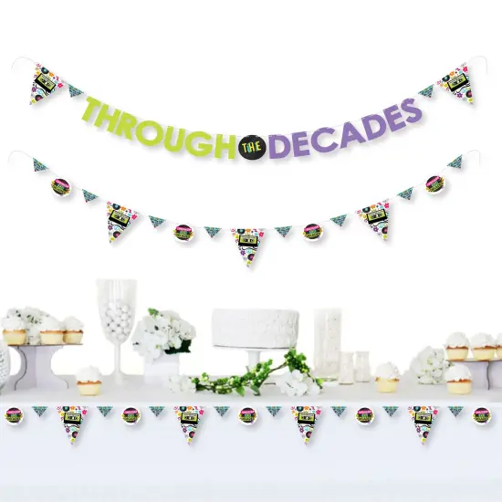 Big Dot of Happiness Through the Decades Party Letter Banner Decoration 36 Banner Cutouts and Through the Decades Banner Letters {3}