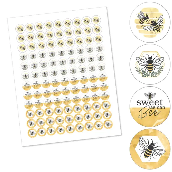 Big Dot of Happiness Little Bumblebee - Bee Baby Shower or Birthday Party Round Candy Sticker Favors - Labels Fits Chocolate Candy (1 sheet of 108) {3}