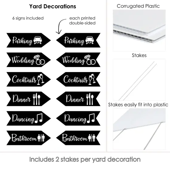 Big Dot of Happiness Black and White - Arrow Wedding and Reception Directional Signs - Double Sided Outdoor Yard Sign - Set of 6 {6}