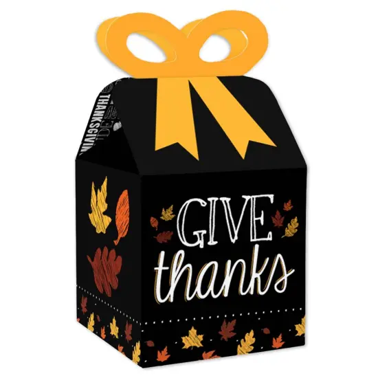 Big Dot of Happiness Give Thanks - Square Favor Gift Boxes - Thanksgiving Party Bow Boxes - Set of 12 {1}