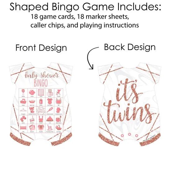 Big Dot of Happiness It&rsquo;s Twin Girls - Picture Bingo Cards and Markers - Pink and Rose Gold Twins Baby Shower Shaped Bingo Game - Set of 18 {4}