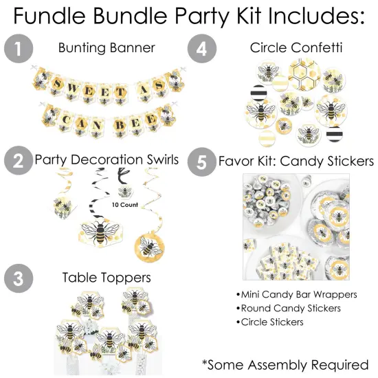 Big Dot of Happiness Little Bumblebee - Bee Baby Shower or Birthday Party Supplies - Banner Decoration Kit - Fundle Bundle {3}