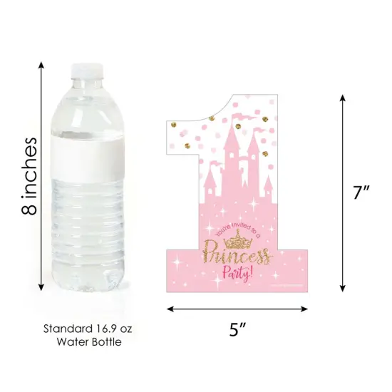 Big Dot of Happiness 1st Birthday Little Princess Crown - Shaped Fill-in Invites - Princess Birthday Party Invite Cards with Envelopes - Set of 12 {6}