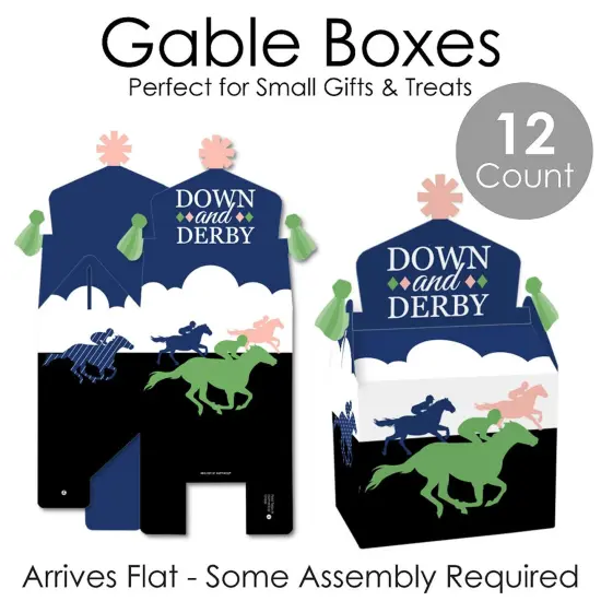 Big Dot of Happiness Kentucky Horse Derby - Treat Box Party Favors - Horse Race Party Goodie Gable Boxes - Set of 12 {7}