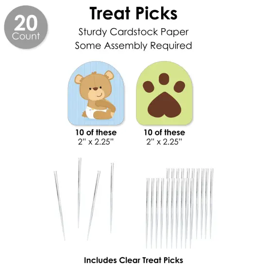 Big Dot of Happiness Baby Boy Teddy Bear - Baby Shower Favors and Cupcake Kit - Fabulous Favor Party Pack - 100 Pieces {7}
