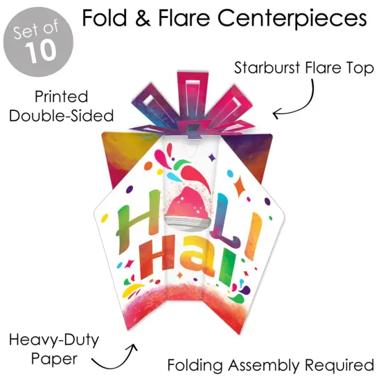 Big Dot of Happiness Holi Hai - Table Decorations - Festival of Colors Party Fold and Flare Centerpieces - 10 Count {6}
