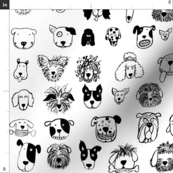 Various Fabrics by the Yard or Fat Quarter Dog Doodles Black Ink Dogs Happy Faces Whimsical Kids Decor Custom Printed Fabric by Spoonflower {4}
