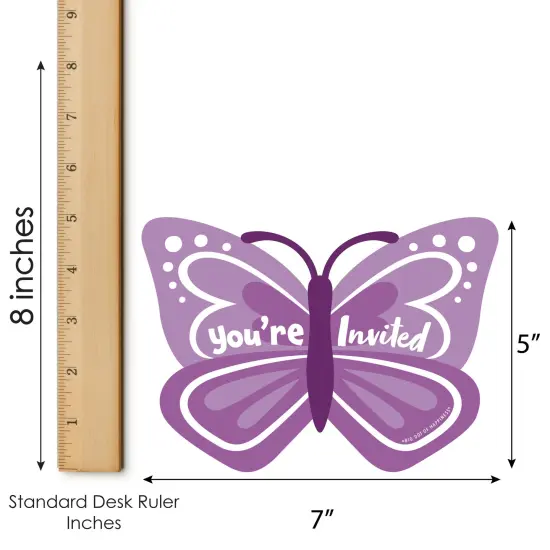 Big Dot of Happiness Beautiful Butterfly - Shaped Fill-In Invitations Floral Baby Shower or Birthday Party Invitation Cards with Envelopes - Set of 12 {7}