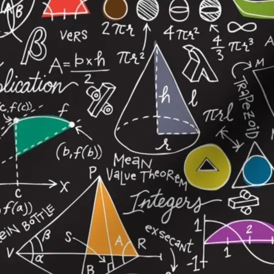 Various Fabrics by the Yard or Fat Quarter Count Math Mathematics Numbers Science Black Geometry Custom Printed Fabric by Spoonflower {7}