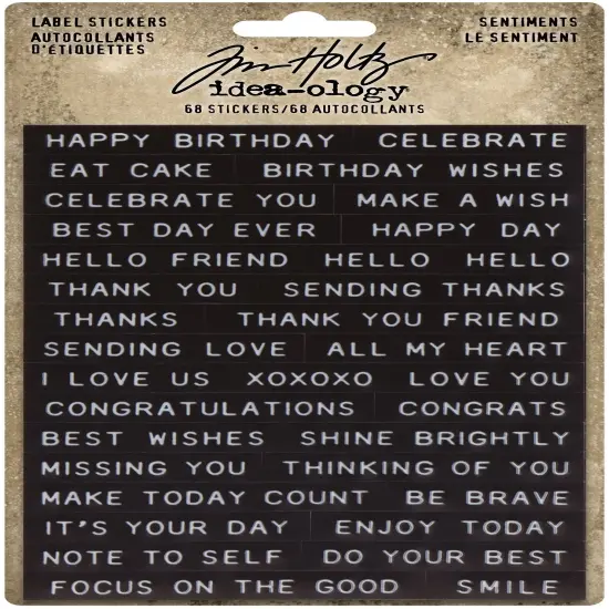 Idea-Ology Sentiments Label Stickers-68/Pkg {1}
