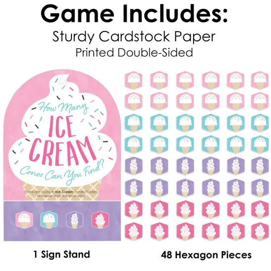 Big Dot of Happiness Scoop Up The Fun - Ice Cream - Sprinkles Party Scavenger Hunt - 1 Stand and 48 Game Pieces - Hide and Find Game {6}