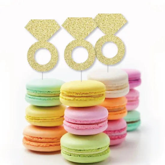 Big Dot of Happiness Gold Glitter Diamond Ring - No-Mess Real Gold Glitter Cut-Outs - Bridal Shower or Bachelorette Party Confetti - Set of 24 {6}