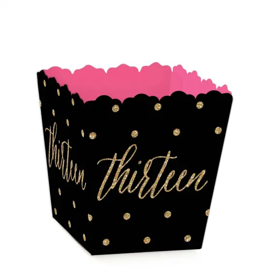 Big Dot of Happiness Chic 13th Birthday - Pink, Black and Gold - Party Mini Favor Boxes - Birthday Party Treat Candy Boxes - Set of 12 {1}