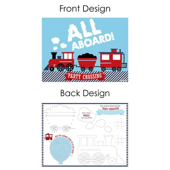 Big Dot of Happiness Railroad Party Crossing - Paper Steam Train Birthday Party Coloring Sheets - Activity Placemats - Set of 16 {7}