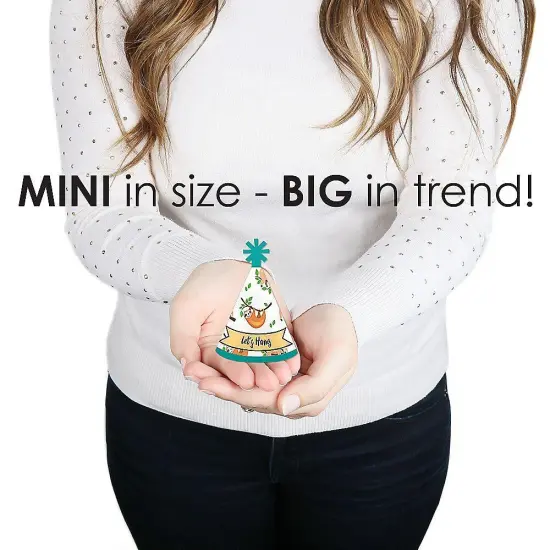 Big Dot of Happiness Let's Hang - Sloth - Mini Cone Baby Shower or Birthday Party Hats - Small Little Party Hats - Set of 8 {4}