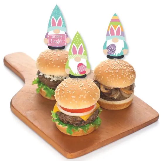 Big Dot of Happiness Easter Gnomes - Dessert Cupcake Toppers - Spring Bunny Party Clear Treat Picks - Set of 24 {4}