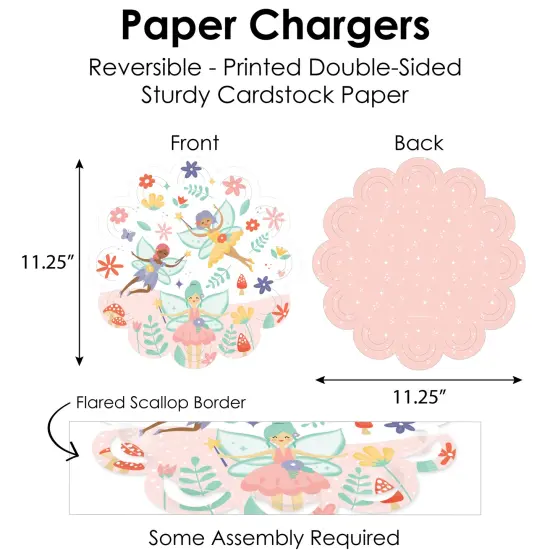 Big Dot of Happiness Let&rsquo;s Be Fairies - Fairy Garden Birthday Party Paper Charger and Table Decorations - Chargerific Kit - Place Setting for 8 {6}