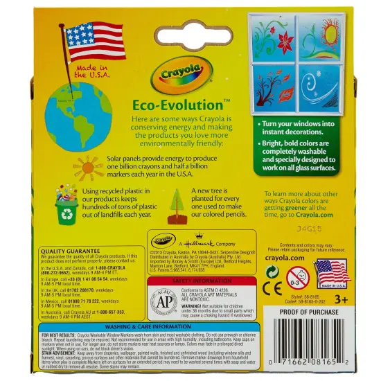 Crayola Washable Window Markers 8/Pkg-Assorted Colors {3}