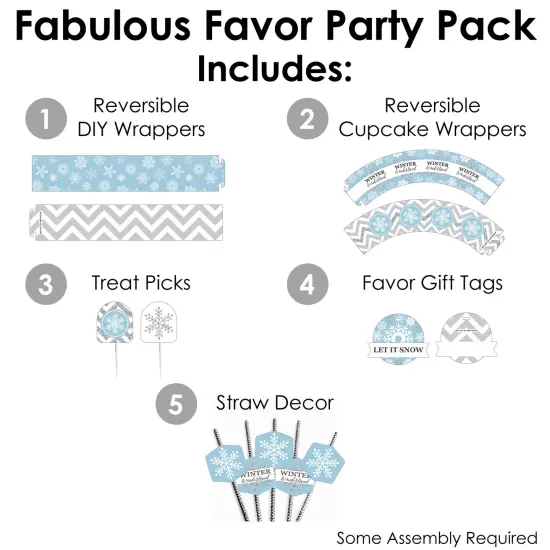 Big Dot of Happiness Winter Wonderland - Snowflake Holiday Party and Winter Wedding Favors and Cupcake Kit - Fabulous Favor Party Pack - 100 Pieces {3}