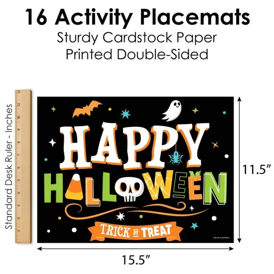 Big Dot of Happiness Jack-O'-Lantern Halloween - Paper Kids Halloween Party Coloring Sheets - Activity Placemats - Set of 16 {6}