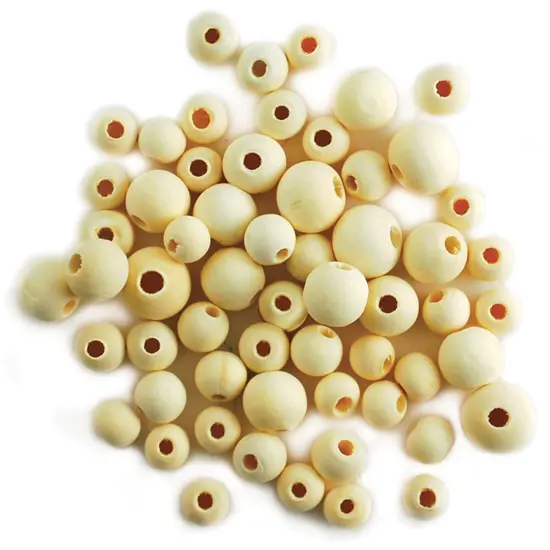Krafty Kids Craftwood Round Beads 10mm To 16mm 60/Pkg-Natural {2}