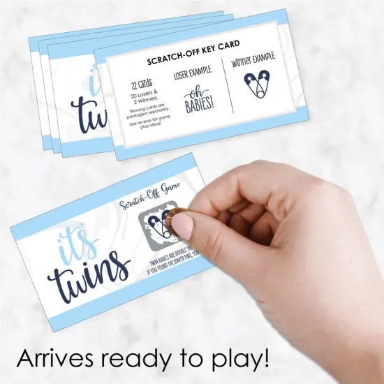 Big Dot of Happiness It's Twin Boys - Blue Twins Baby Shower Game Scratch Off Cards - 22 Count {3}
