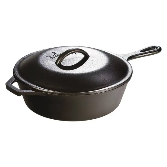 Lodge L6SC3 Logic Seasoned Cast Iron Skillet Pot Dutch Oven #6 Lid 9 Inch {3}