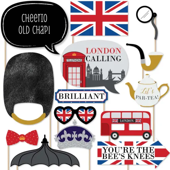 Big Dot of Happiness London - British Photo Booth Props Kit - 20 Count {1}