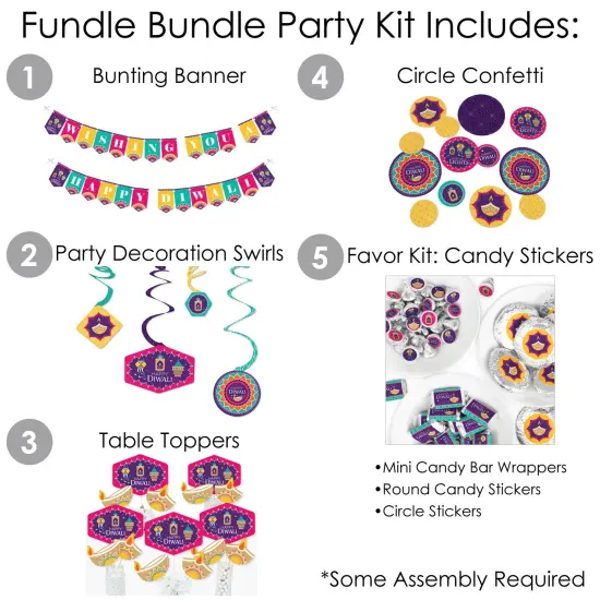 Big Dot of Happiness Happy Diwali - Festival of Lights Party Supplies - Banner Decoration Kit - Fundle Bundle {3}